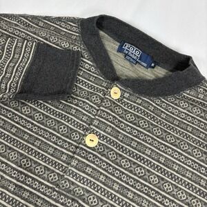 Vintage Polo Ralph Lauren Scandinavian AOP Print Henley Shirt Mens XL USA‎ Made